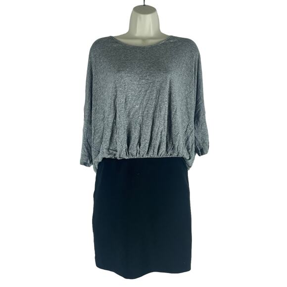 Black Halo Gwen Blouson Tie Back Mini Dress Gray Black Size XS - Picture 1 of 10
